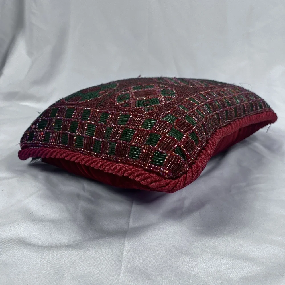 SUDHA PENNATHUR Neiman Marcus Christmas Ornament Ball RedGreen Decorative Pillow